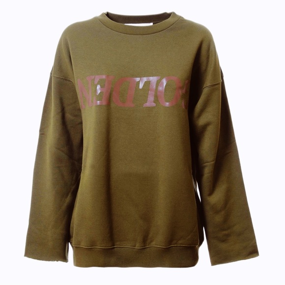 GOLDEN GOOSE Deluxe Brand Elise Oversized Sweatshirt in Musk (Mustard Green) XXS - Picture 15 of 15